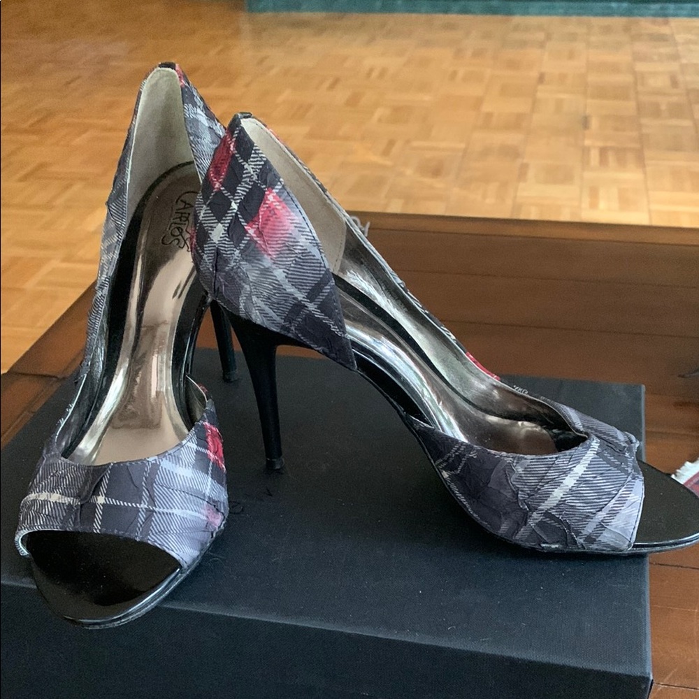 Women's Plaid Peep-Toe Heels
